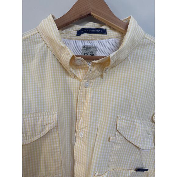 Columbia PFG Shirt Mens 3XL Super Bonehead Vented Fishing Button Down Yellow - Picture 4 of 9